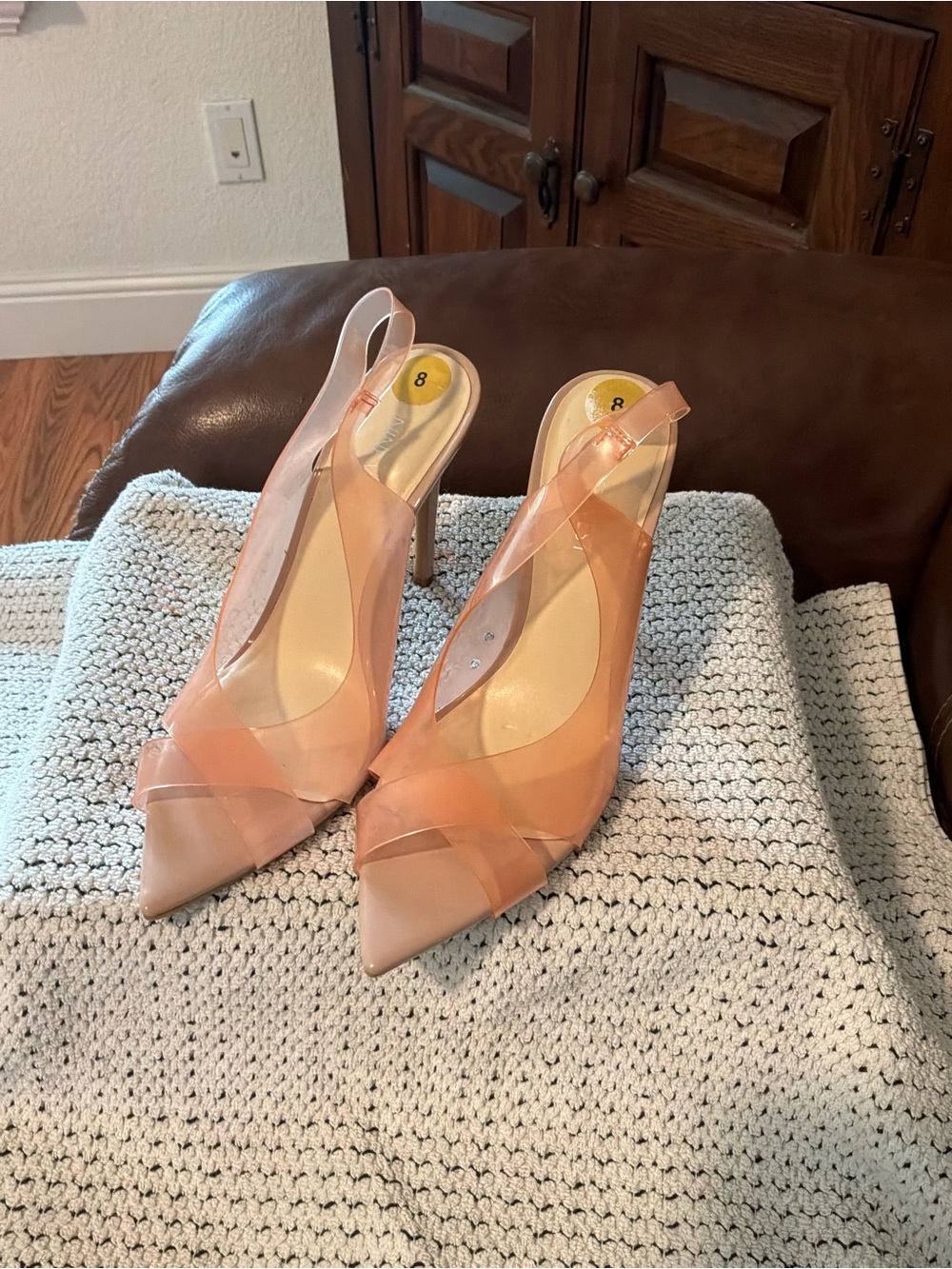 Nine West Peach Pointed Slingback Heels